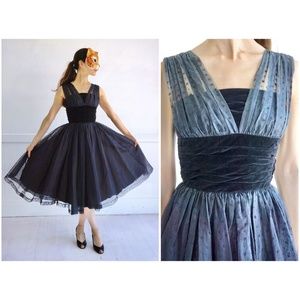 Vintage Japan designer Sumire Ya 50’s vintage A-line velvet dress